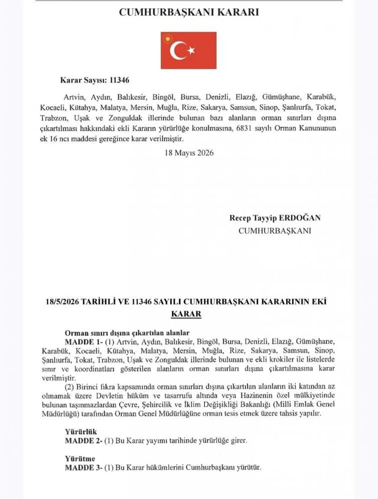 Vezirköprü Besi OSB'de orman süreci tamamlandı