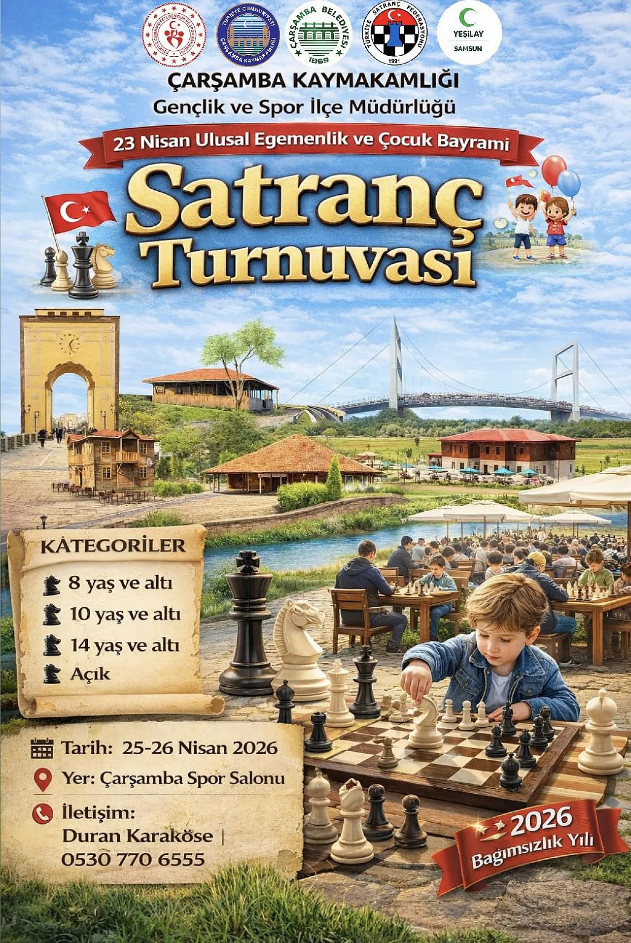 Çarşamba'da 23 Nisan'a özel satranç turnuvası düzenleniyor