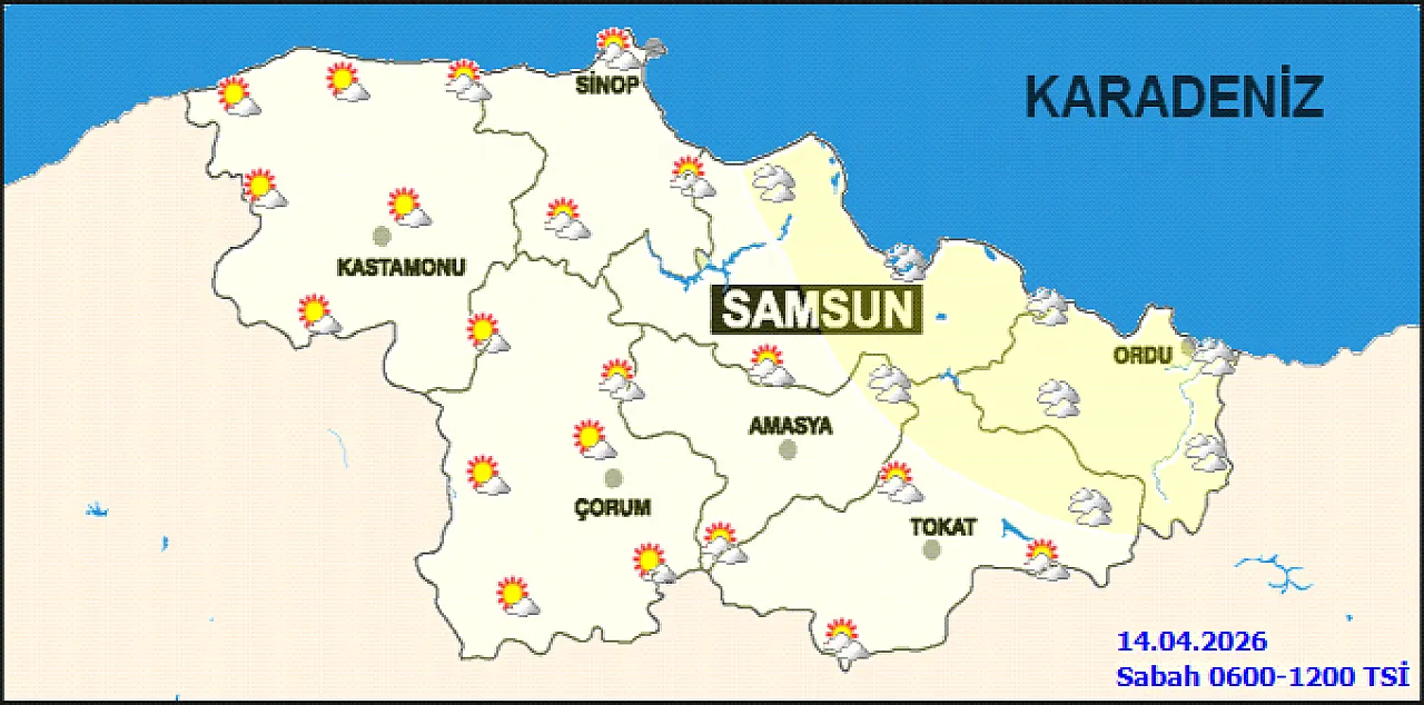 Samsun ve çevresi için hava durumu | 14 Nisan Salı günü sıcaklıklar ne kadar olacak?