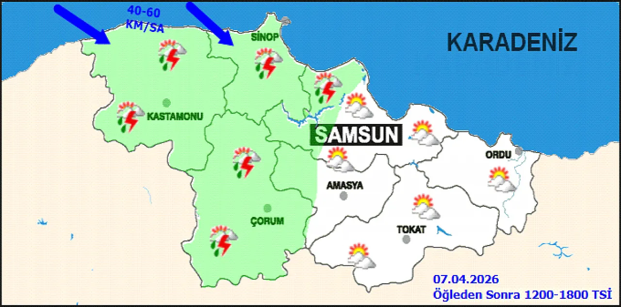 Meteoroloji'den Samsun'a sağanak uyarısı: Öğle saatlerine dikkat!