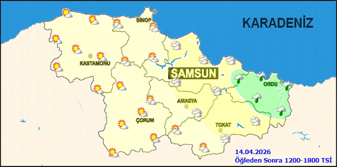 Samsun ve çevresi için hava durumu | 14 Nisan Salı günü sıcaklıklar ne kadar olacak?