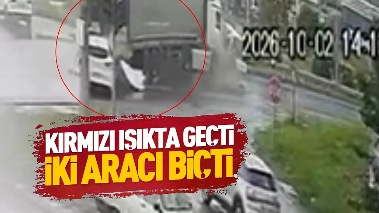 Samsun'da tırın iki aracı biçtiği kaza güvenlik kamerasında