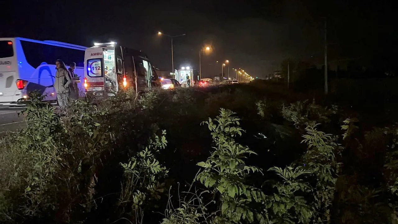 Yoldan çıkan araç kaza yaptı