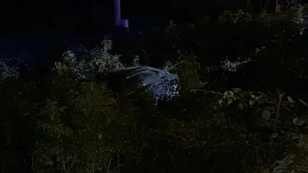 Yoldan çıkan araç kaza yaptı