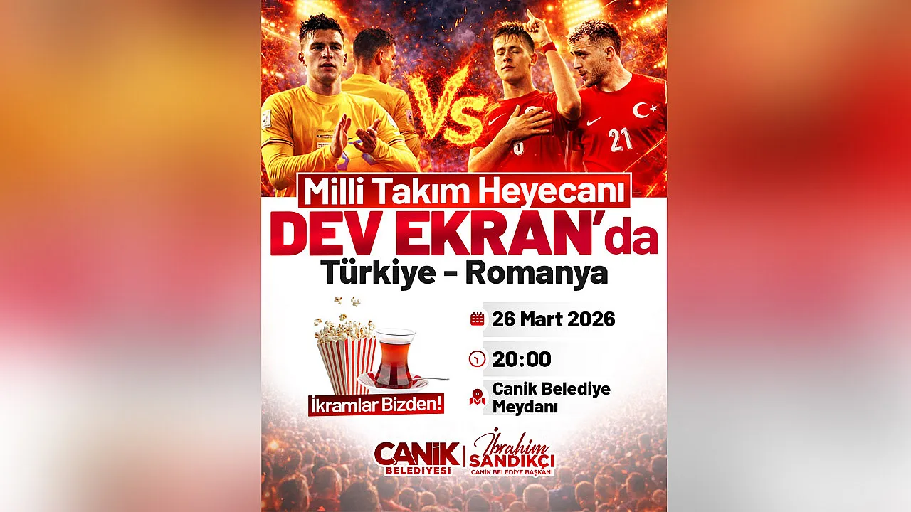 Canik'te Milli Maç Coşkusu Dev Ekranda Yaşanacak