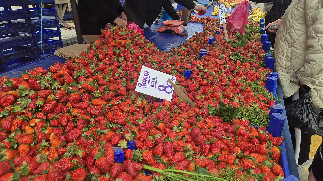 80 TL'den satışa sunulan çileğe yoğun ilgi
