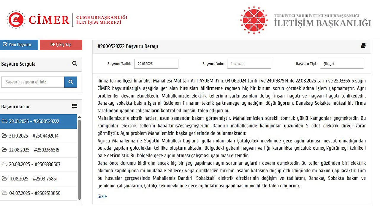 2 yılda defalarca buradaki elektrik sorununu şikayet etti