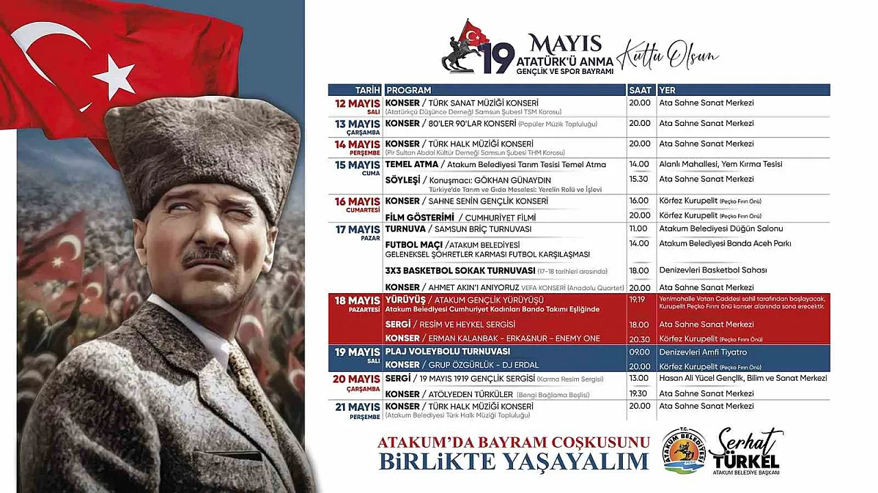 19 Mayıs gençleri Atakum'da buluşacak