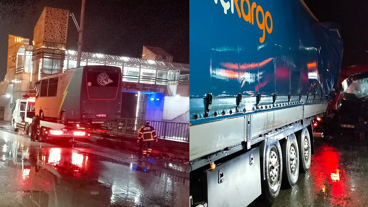 Karavan tıra arkadan çarptı: 1 yaralı