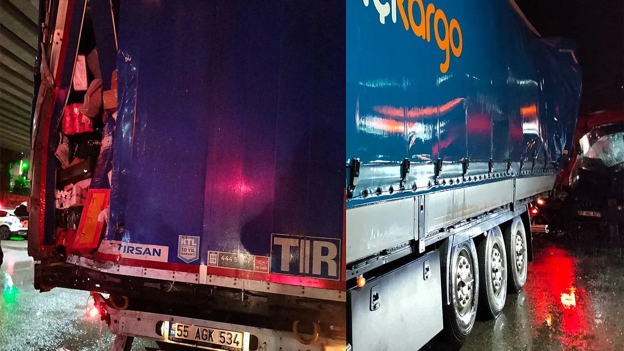 Karavan tıra arkadan çarptı: 1 yaralı