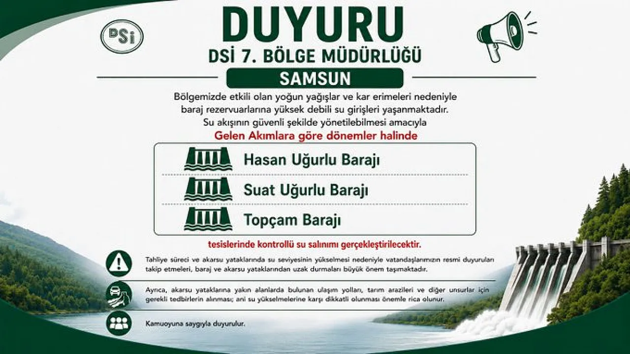 DSİ'den Samsun için kritik uyarı
