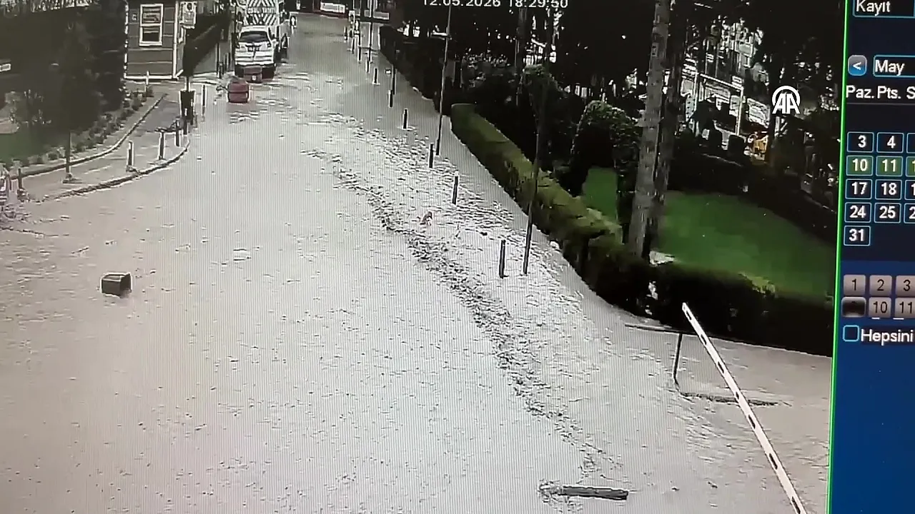 Havza'da selin gelişi kamerada