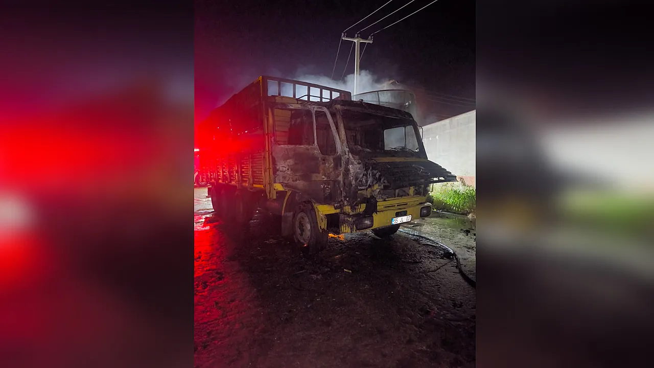 Samsun'da Park Halindeki Kamyonda Yangın Paniği