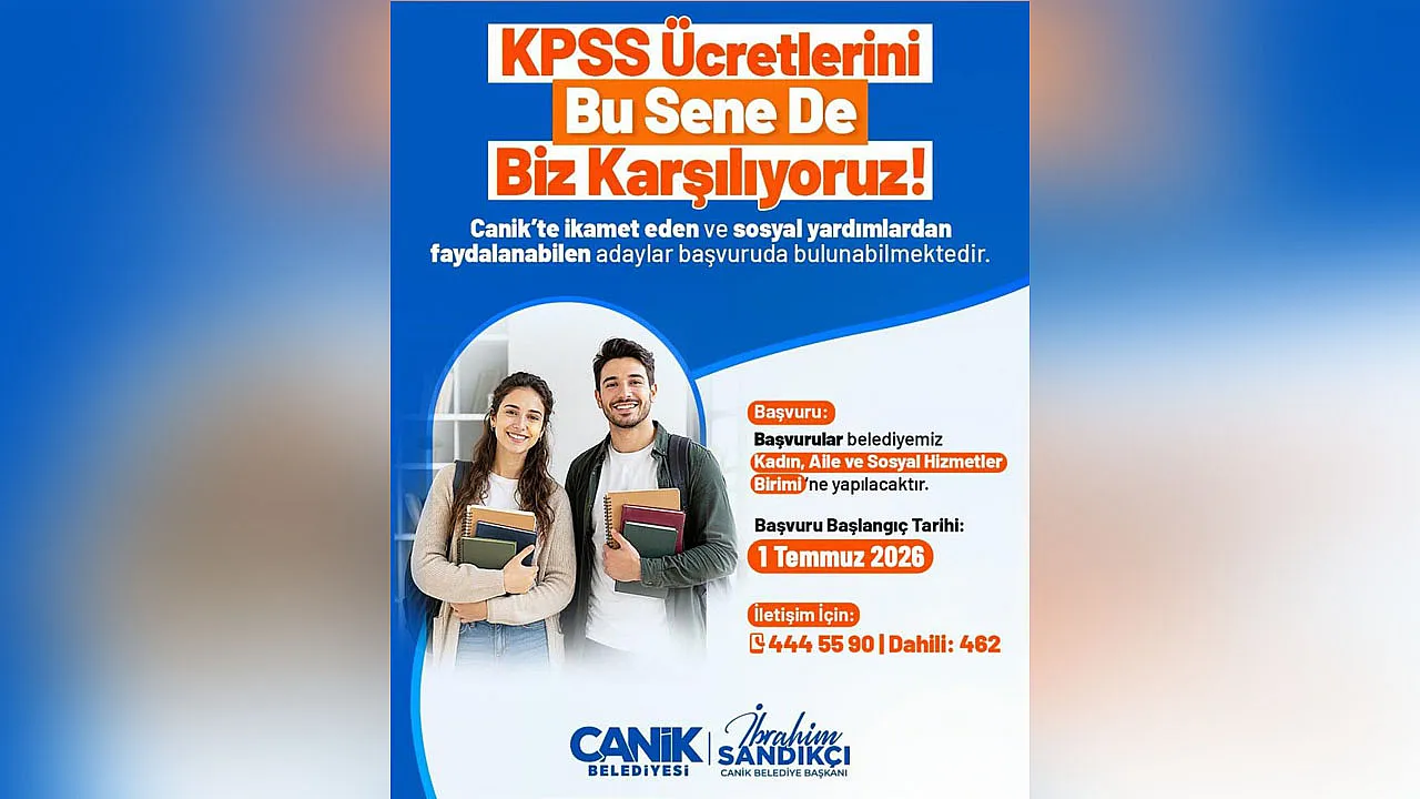 Canik Belediyesi'nden KPSS adaylarına başvuru ücreti desteği
