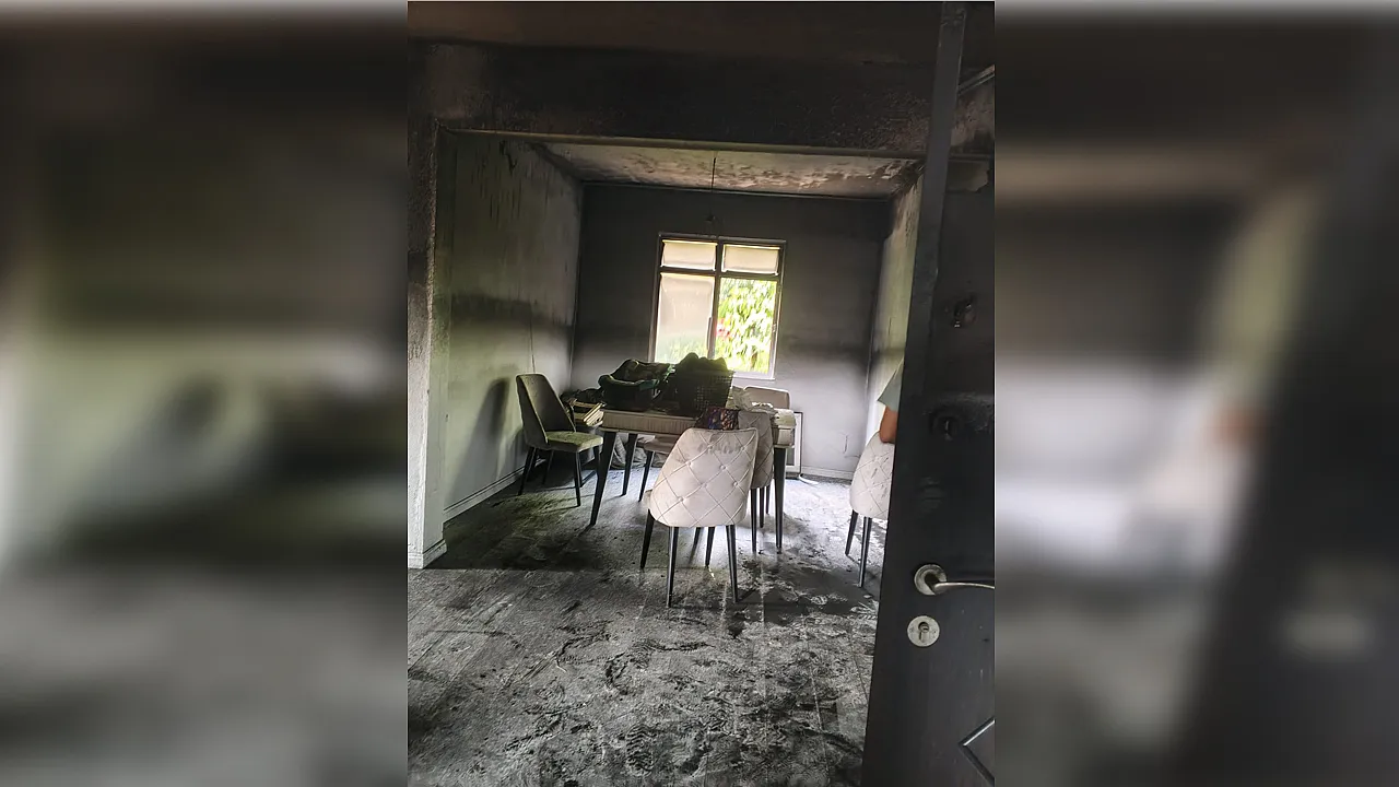 Fındık için köye gelen ailenin evinde yangın çıktı