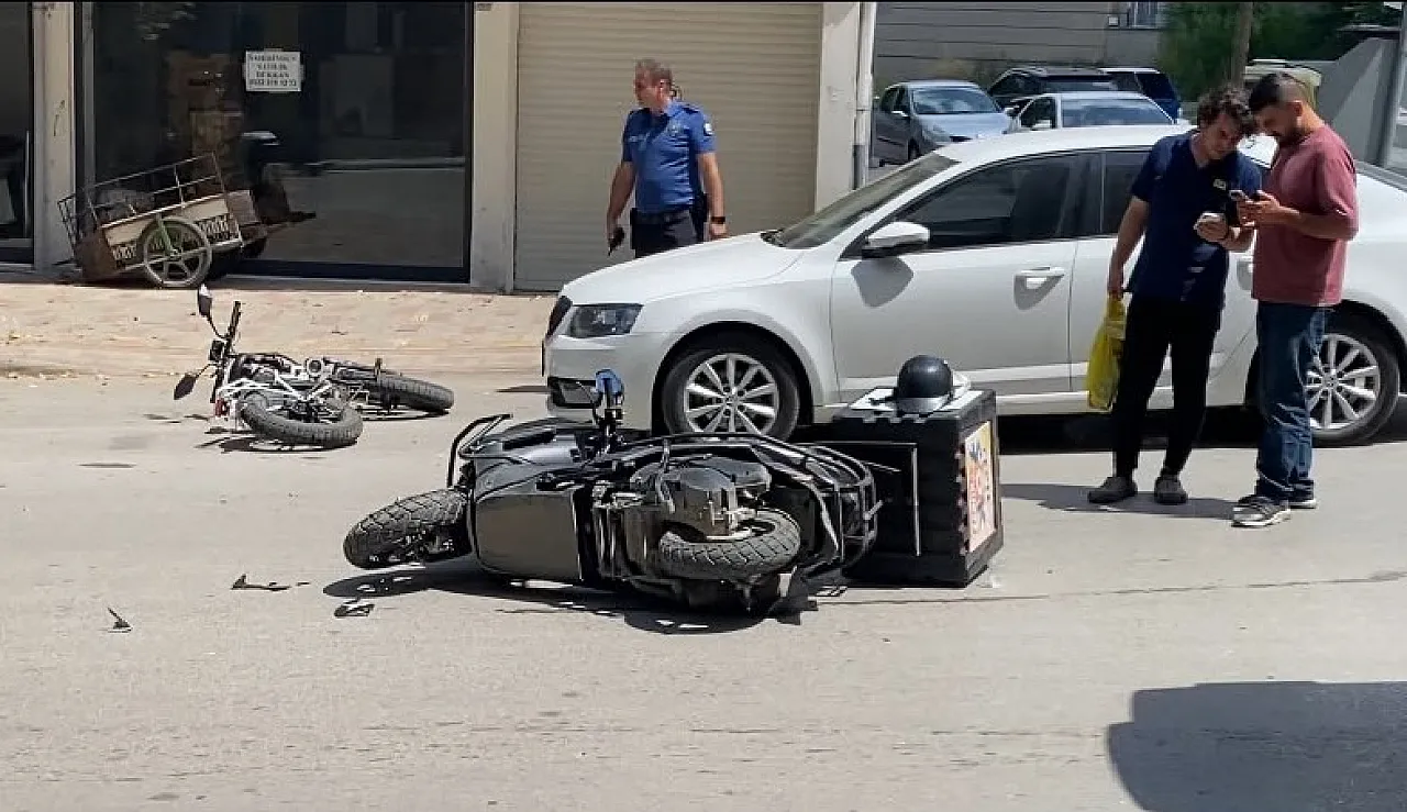 Elektrikli bisiklet ile motosiklet çarpıştı, 2 kişi yaralandı