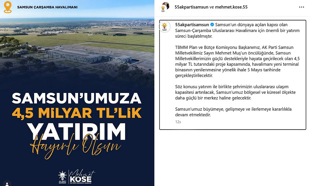Samsun Havalimanı'na dev yatırım geliyor