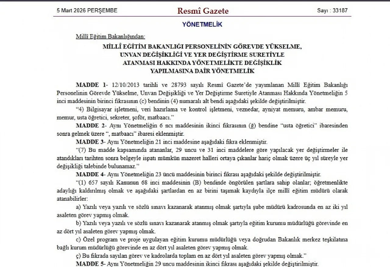 MEB'de yeni dönem: İlçe müdürü olmak zorlaştı, 3 yıl kalma şartı geldi!