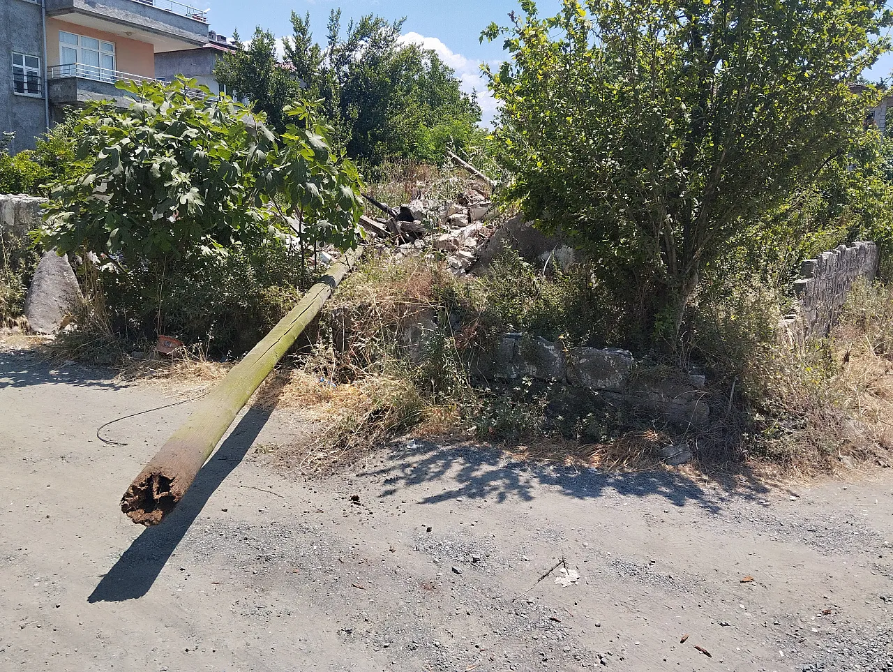 Kamyonun kopardığı elektrik teli yangına neden oldu