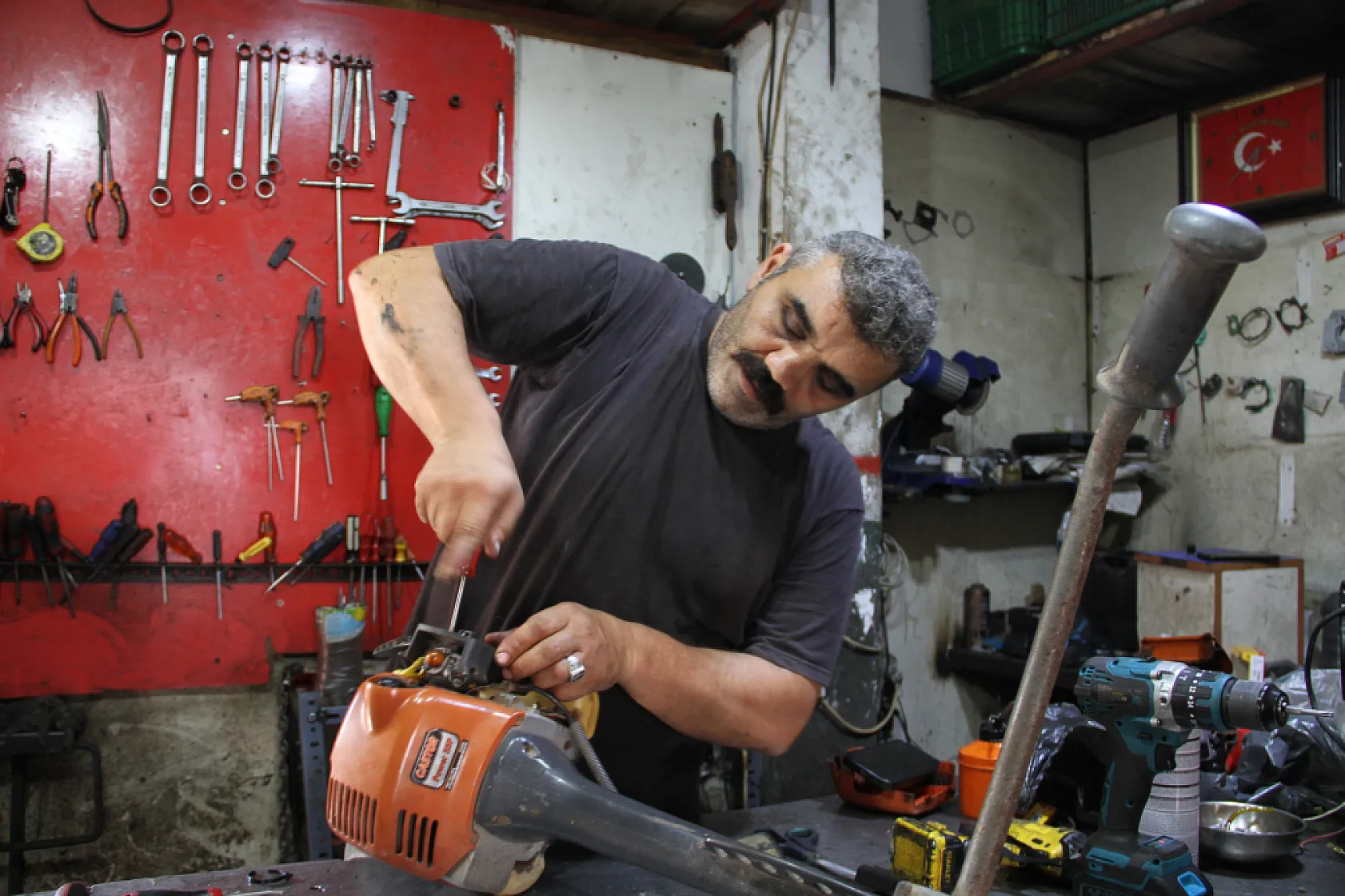 Fındık hasadı öncesi tırpan motorları bakıma giriyor