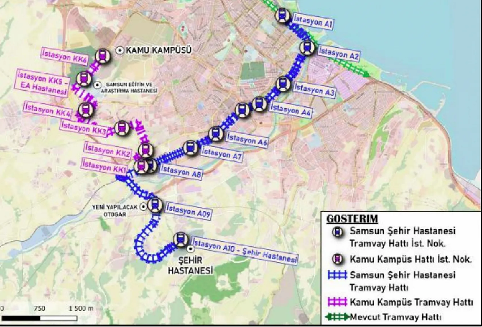 Samsun'da yeni tramvay güzergahı belli oldu: 16 yeni durak geliyor
