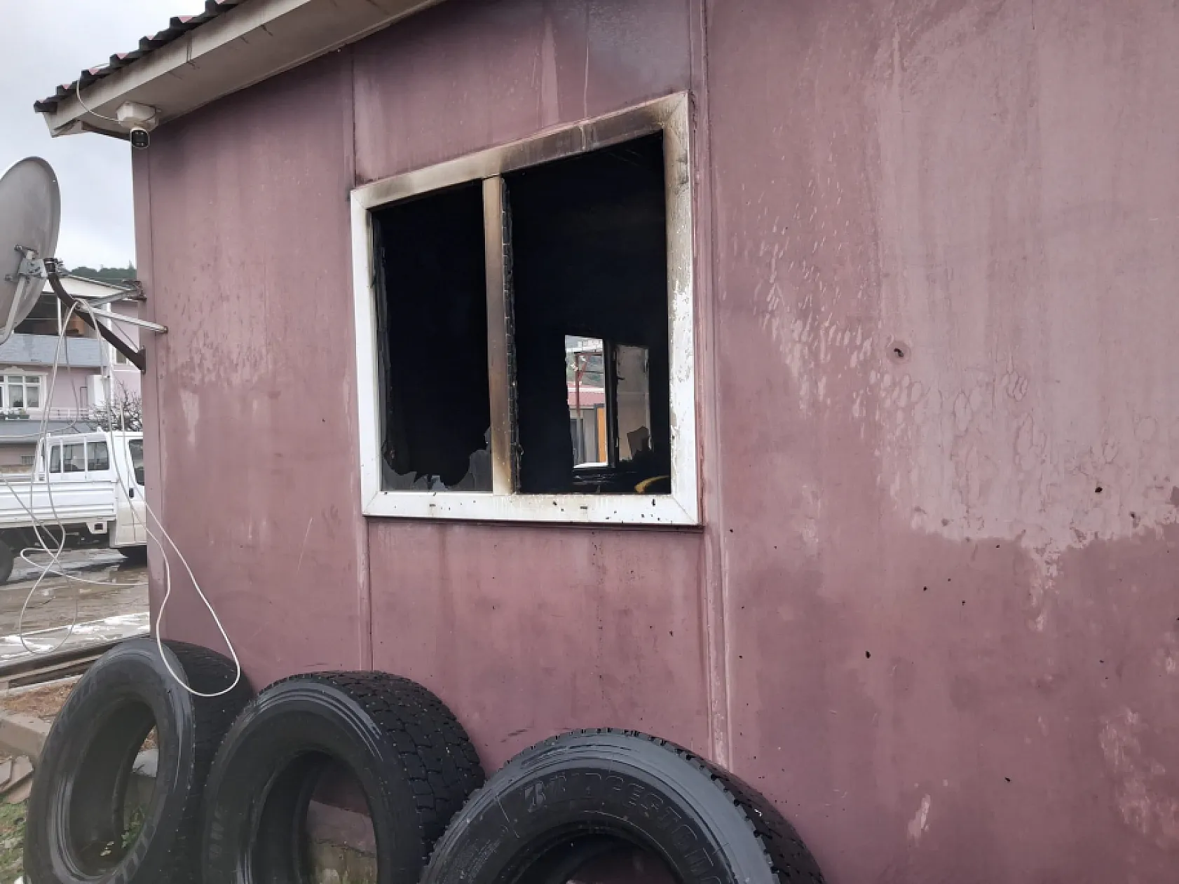 Samsun'da prefabrik konteyner yangını