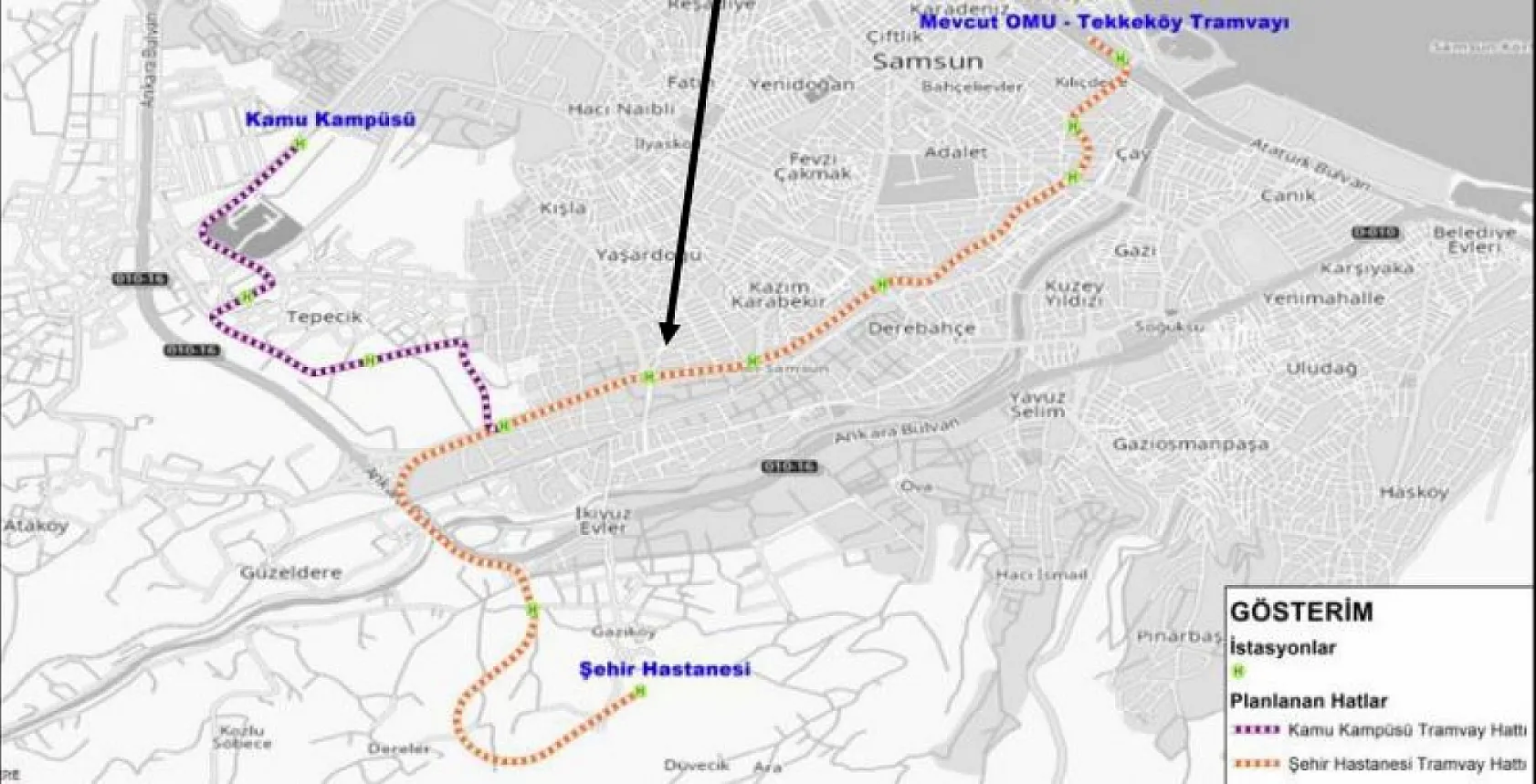 Samsun'da yeni tramvay güzergahı belli oldu: 16 yeni durak geliyor