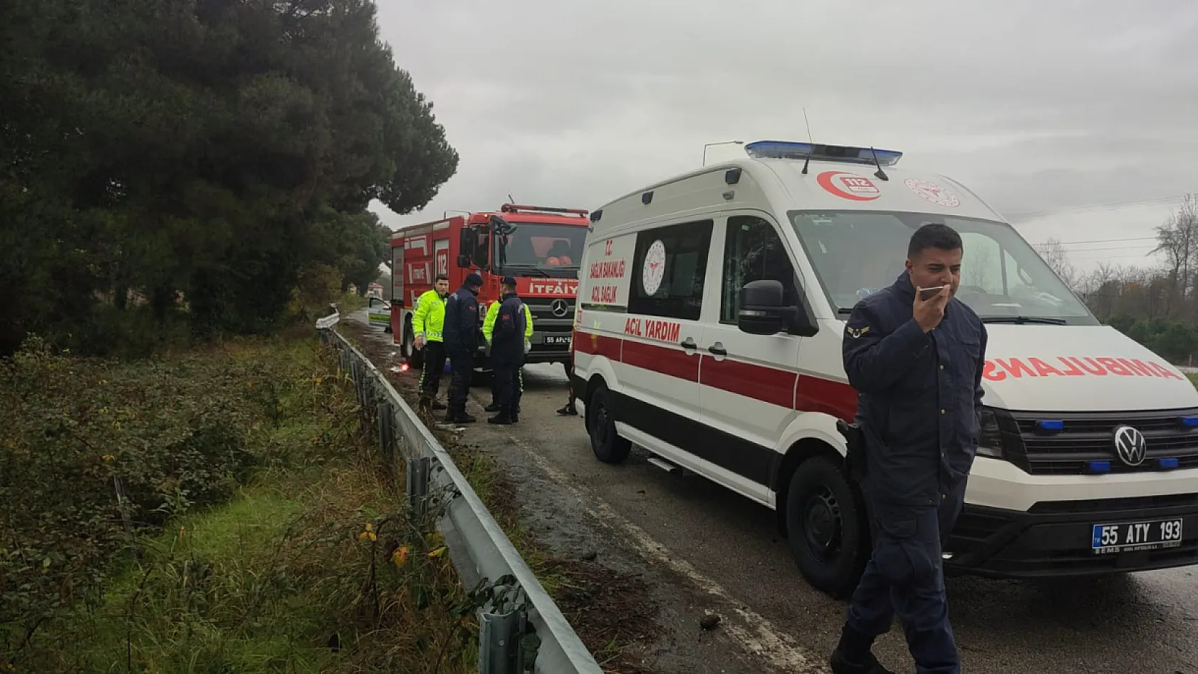 Samsun'da yağış nedeniyle kontrolden çıkan araçta 1 kişi  yaralandı