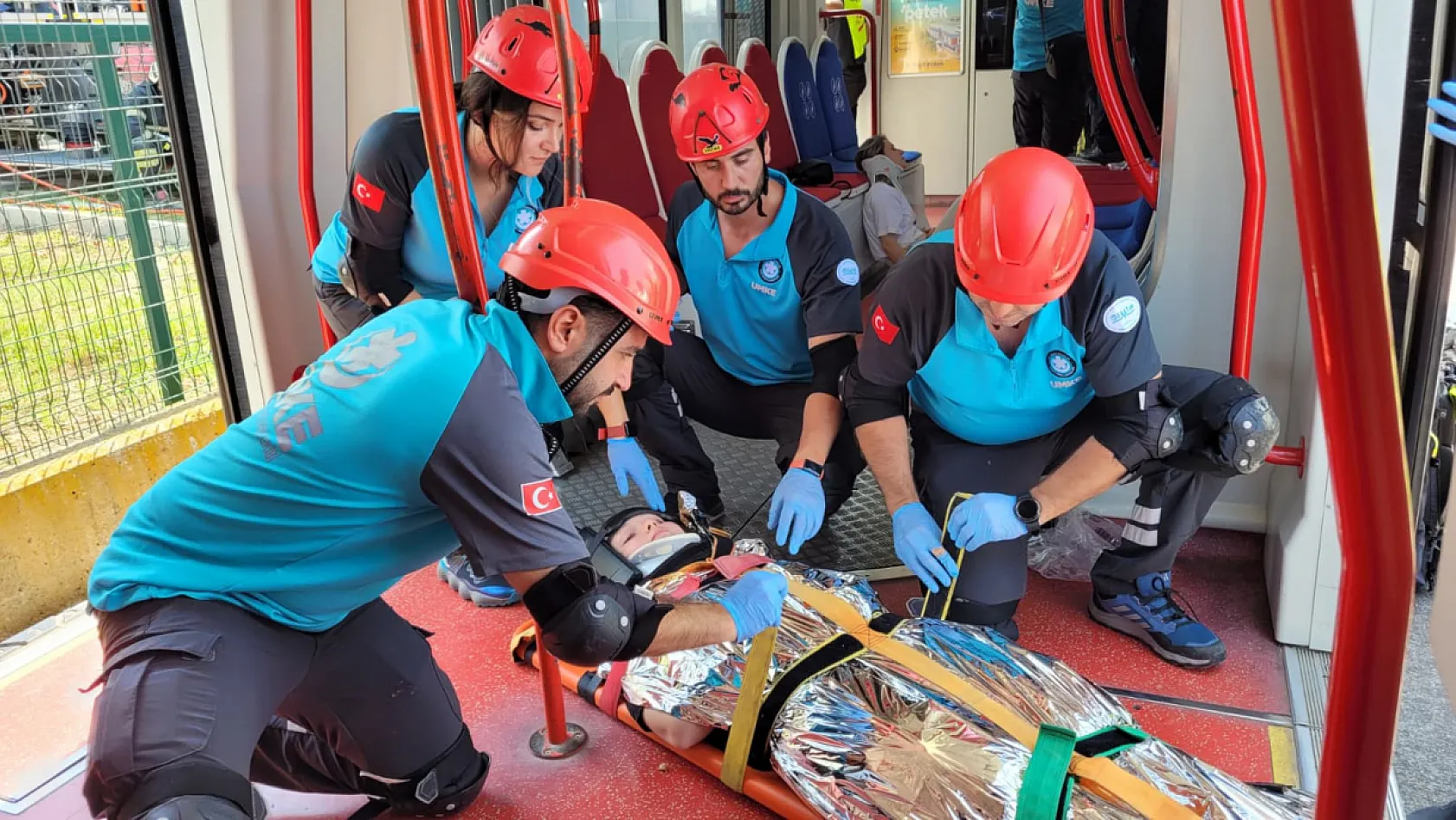 Samsun'da tramvay kazası tatbikatı