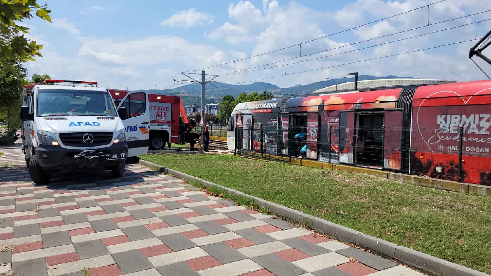 Samsun'da tramvay kazası tatbikatı