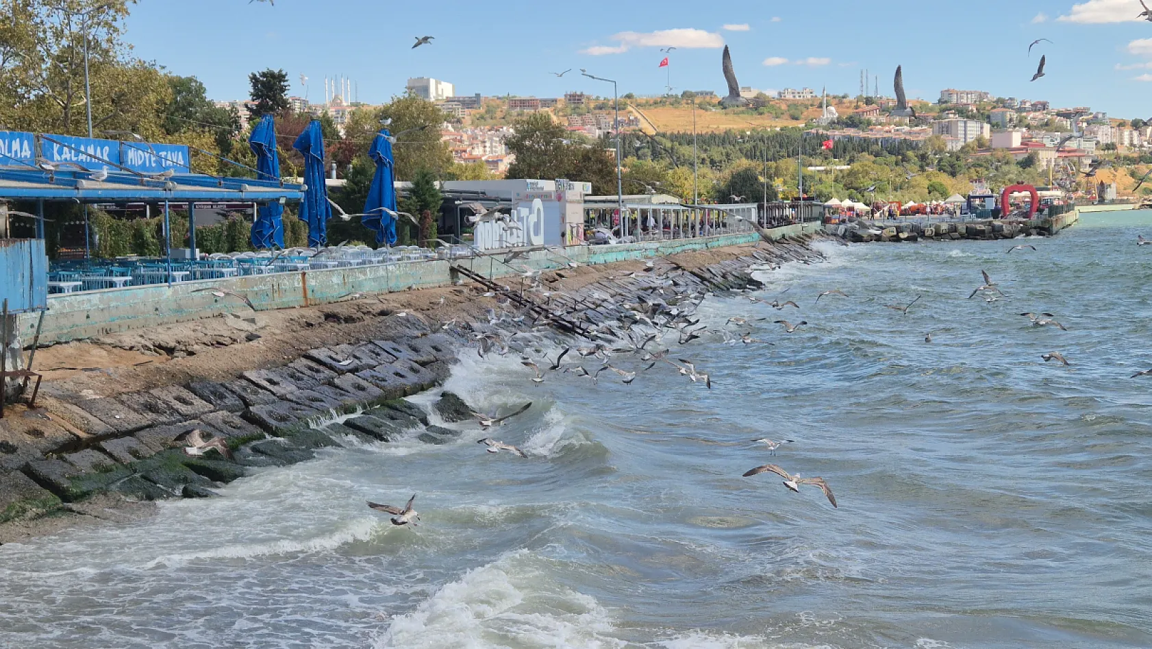 Poyraz balıkçıları karaya çekti