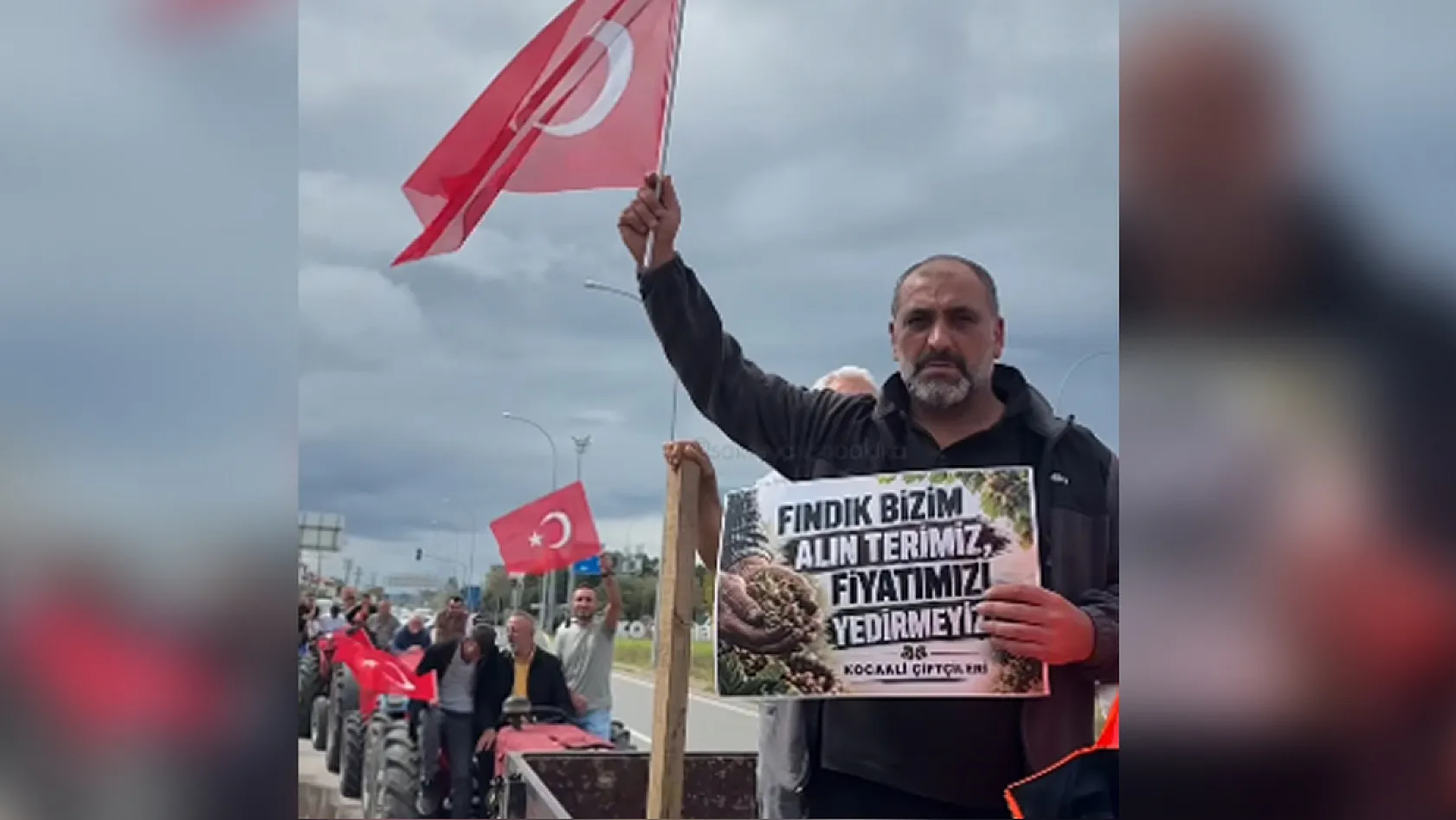 Fındık üreticilerinden traktörlü eylem