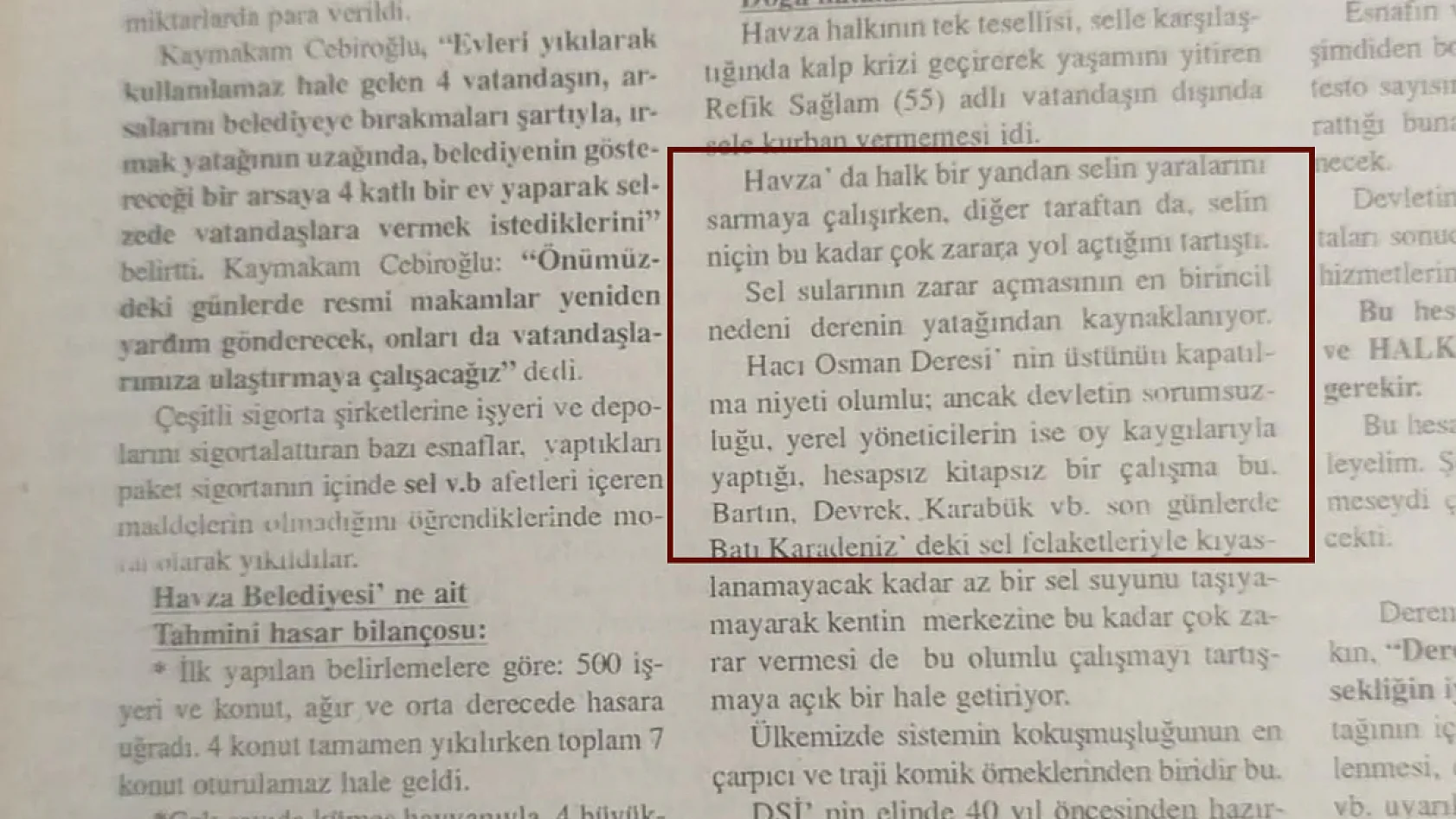 Havza'daki sel öncesi uyarılar dikkate alınmamış