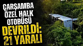 Çarşamba özel halk otobüsü devrildi: 21 yaralı