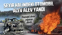 Samsun'da seyir halindeki otomobil küle döndü