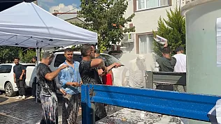 Damat su tankına atıldı