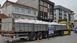 Havza'dan Suriye'ye 520 çuval un yardımı