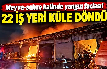 Adana'da meyve-sebze halinde büyük yangın: 22 iş yeri küle döndü