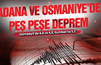Adana ve Osmaniye'de art arda depremler