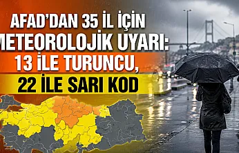 AFAD'dan 13 il için 'turuncu', 22 il için 'sarı' kodlu meteorolojik uyarı
