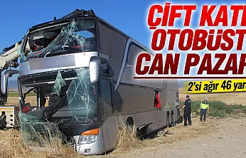 Amasya'da çift katlı yolcu otobüsü şarampole devrildi: 46 Yaralı