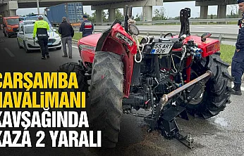 Çarşamba'da kamyonet ile traktör çarpıştı: 2 yaralı