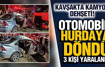 Çarşamba'da kamyonun çarptığı otomobildeki 3 kişi yaralandı