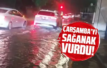 Çarşamba'da sağanak yolları göle çevirdi