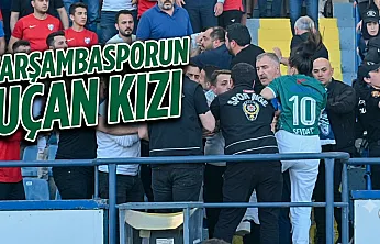 Çarşambasporlu taraftar kız kavga alanına uçarak daldı