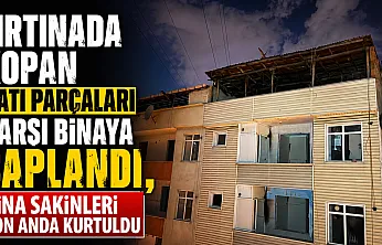 Fırtınada kopan çatı parçaları evlere saplandı: Faciadan son anda dönüldü