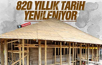 Göğceli Camii'nde restorasyon çalışmaları sürüyor
