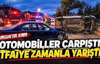 Havza'da İki otomobil kafa kafaya çarpıştı 4 Yaralı