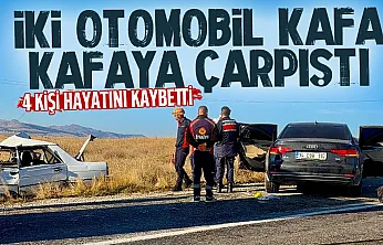 İki araç kafa kafaya çarpıştı