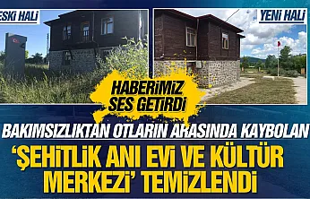 Kavak Belediyesi bakımsız 'Şehitlik Anı Evi ve Kültür Merkezi'ni temizledi
